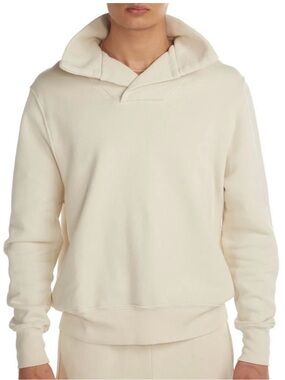 Les Tien Ivory Heavyweight Yacht Pullover Collared Fleece Sweatshirt xsmall